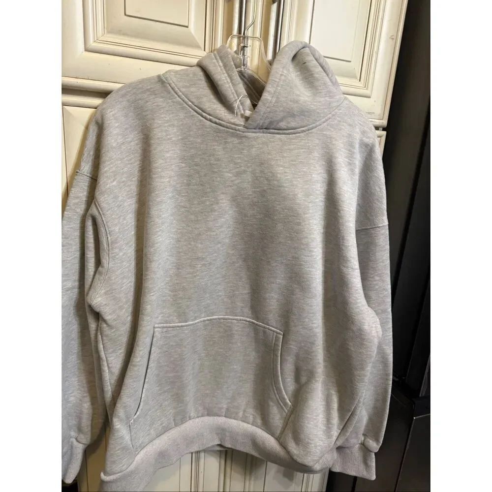 EFan Men's Heather Kangaroo Pocket Pullover Hoodie Sweatshirt Gray Medium